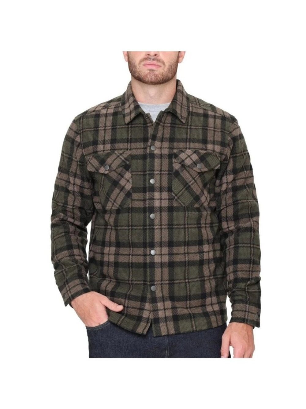 BC Clothing Heritage Men's XXL Plaid Button-Up Shirt Flannel Shirt Jacket e1665
